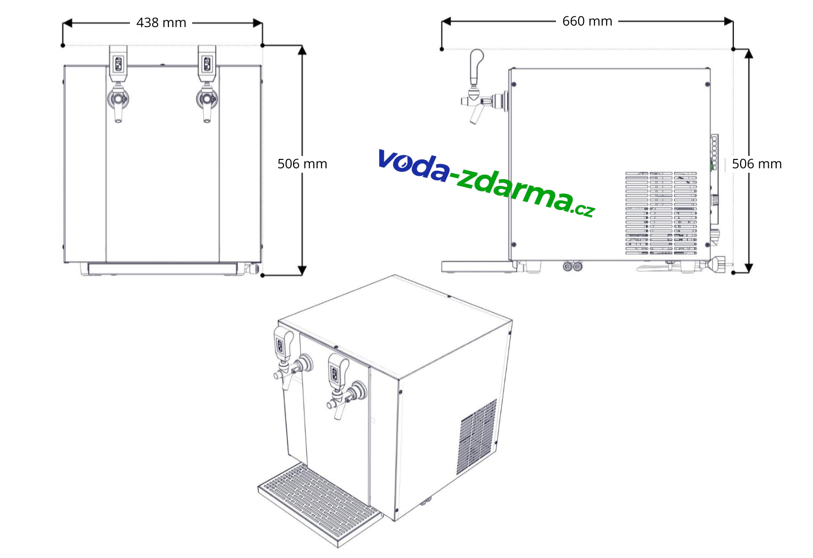 Sinop LIMA 15 W - 2 kohouty - rozměry